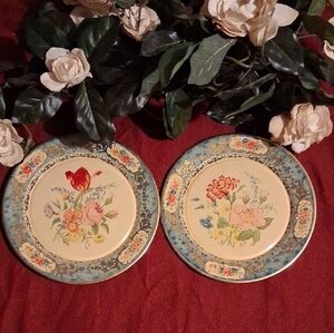 Vintage Daher Decorated Tin Plates 8” Made In Holland